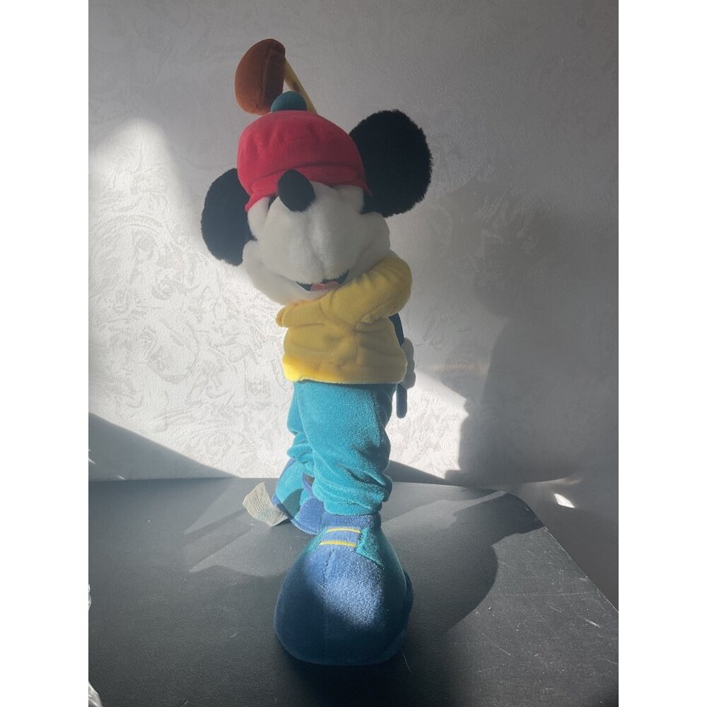 Vintage Disney Mickey Mouse Plush Toy Wearing Red Hat Blue Outfit For Collectors